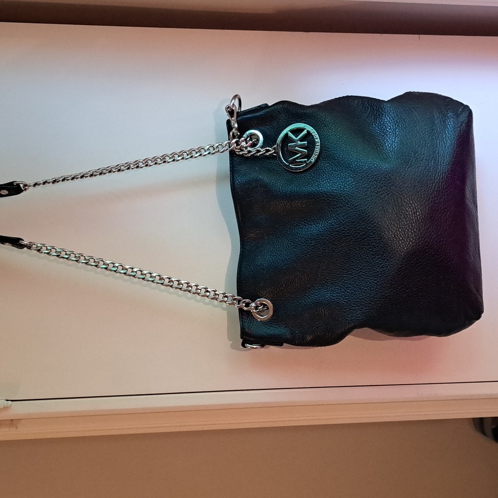 Michael Kors Black Pebble Leather SILVER Hardware Shoulder bag - Picture 5 of 16